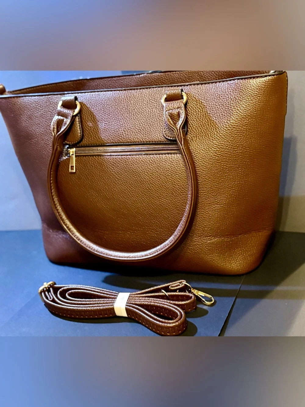 Tri-Tone Brown, Tan & Cream Colorblock Satchel